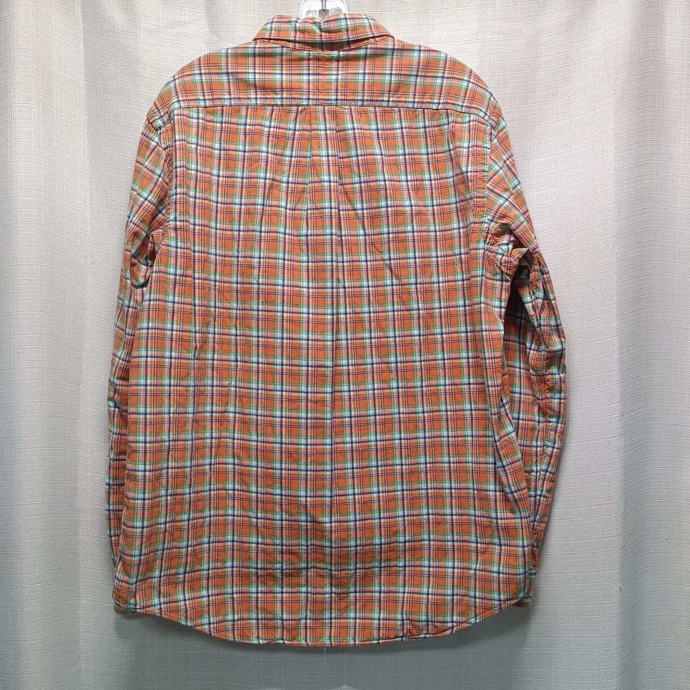 Ralph Lauren Mens Flannel Shirt XL Orange Plaid Lined Logo Button Shacket Jacket - Picture 8 of 8